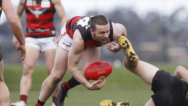 Lauderdale captain Nat Franklin has led the Bombers midfield numbers this season. Picture: Nikki Davis-Jones