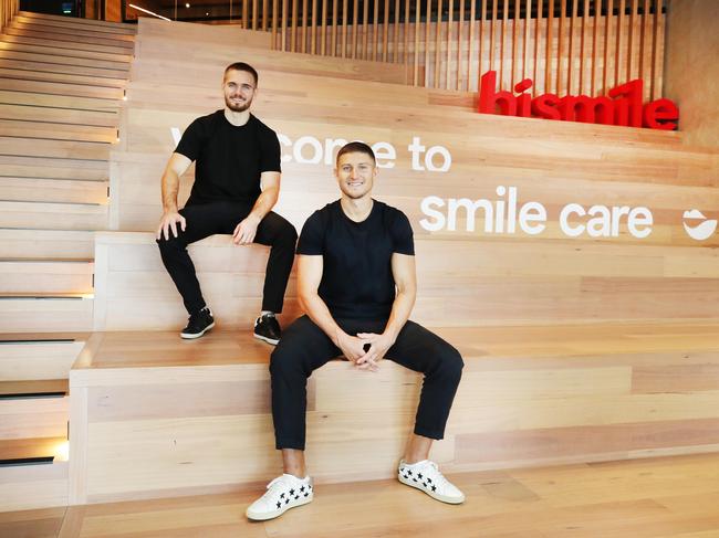 HiSmile bosses Nik Mirkovic and Alex Tomic at work at their Burleigh office. Picture: Glenn Hampson.