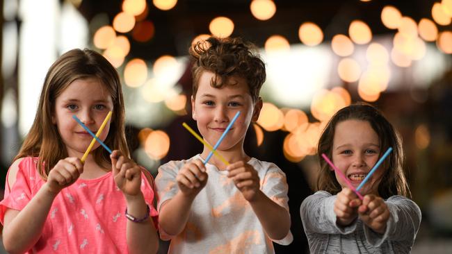 Arabella 7, Hugo, 7, and Charley, 6, back the ban on single-use straws. Picture: Penny Stephens