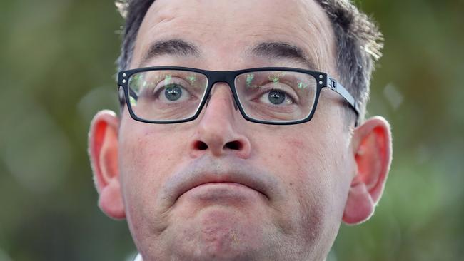 What, me worry? Victorian Premier Daniel Andrews ponders the ‘rorts for votes’ report. Picture: Alex Coppel.