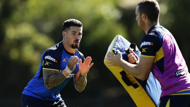 Nathan Peats trains this morning as speculation mounts around his future. Picture: Brett Costello