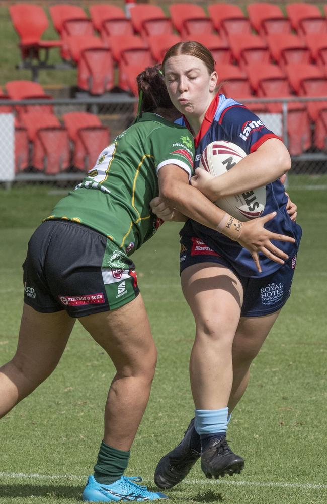 Eliza Morcom for Clydesdales. Under 19 women, Western Clydesdales vs. Ipswich Jets, rugby league. Saturday, March 4, 2023. Picture: Nev Madsen.