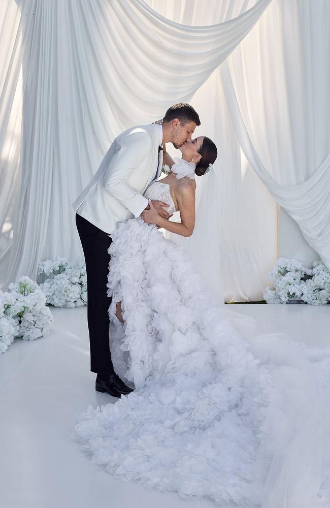 Former Bachelorette and well loved Australian Podcaster, Brittany Hockley tied the knot with partner Ben Siegrist on Wednesday. Picture: Instagram ,