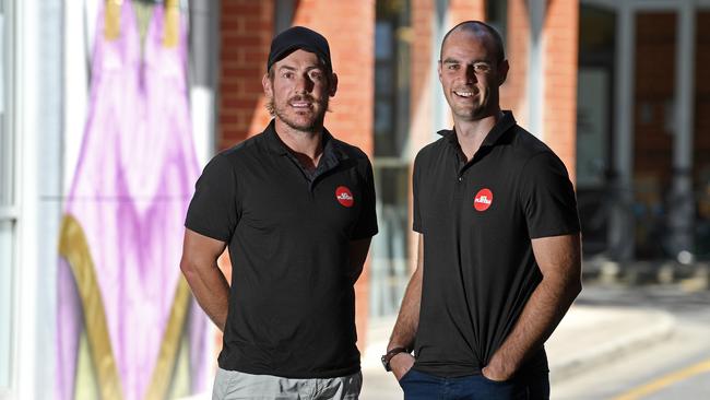 11/02/20 - Brett Ebert and Jace Bode from the AFL Players Association pictured in Vardon Avenue in the city.Picture: Tom Huntley