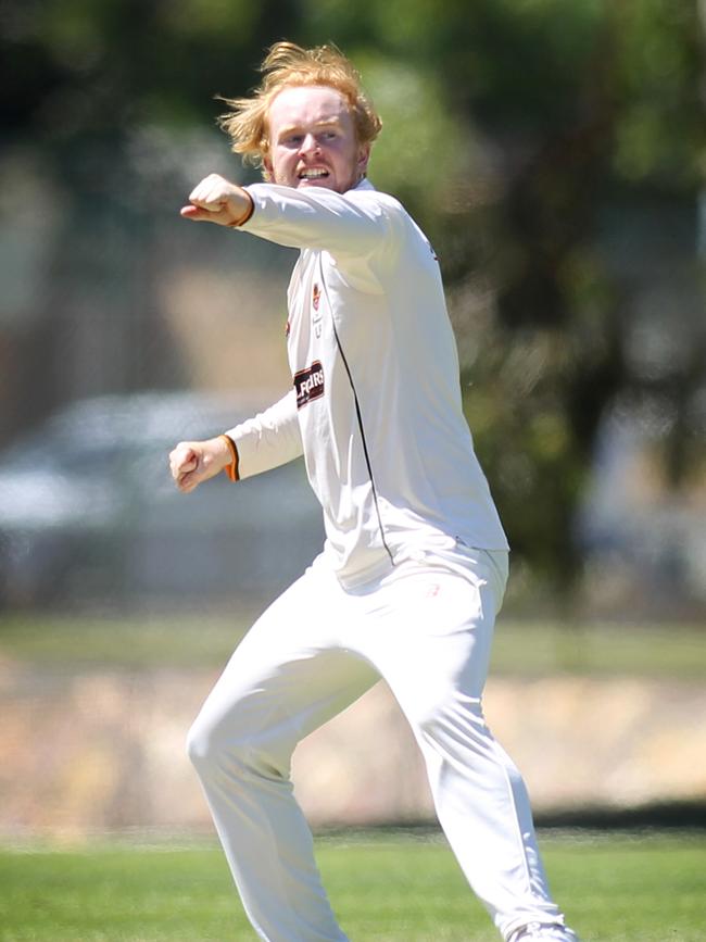 Kensington and Redbacks spinner Lloyd Pope in action during a Premier Cricket clash for the Browns. Picture: AAP/Dean Martin