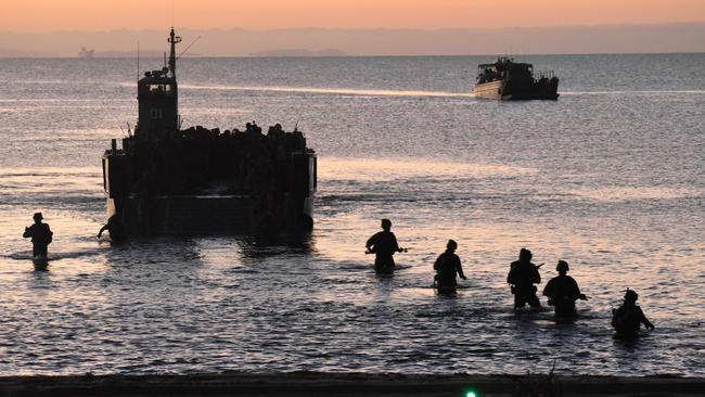 Military forces from at least four nations invaded Forrest Beach as part of operation Talisman Sabre 2021 in Hinchinbrook Shire, North Queensland. Picture: Cameron Bates