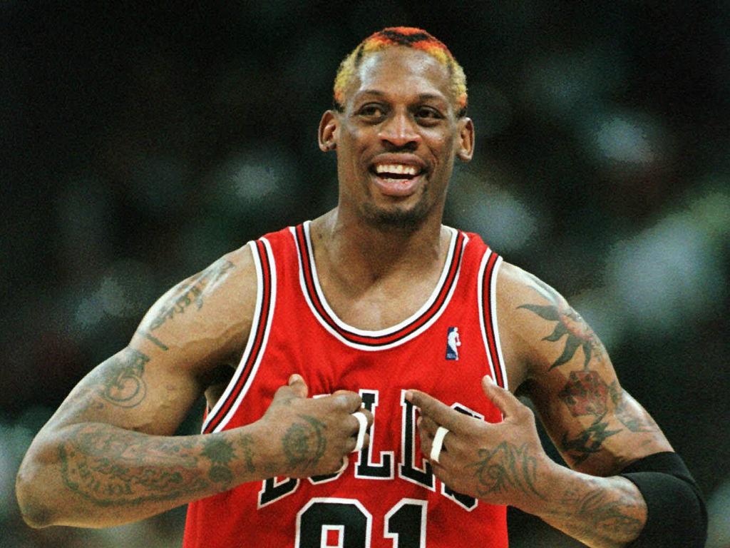 Detroit Pistons forward Dennis Rodman's hair cut in 1992. (AP