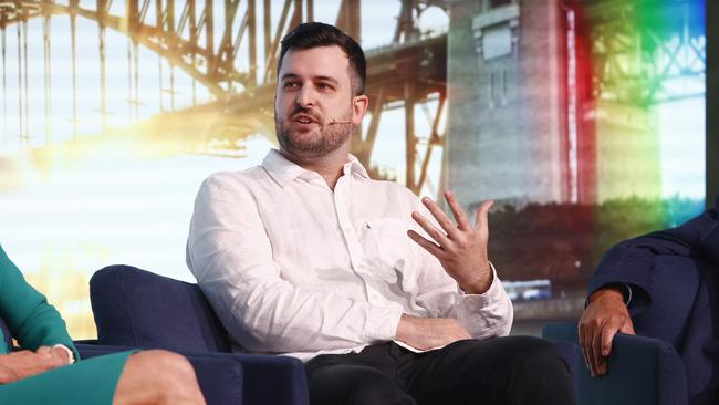 James Thorpe from Odd Culture Group speaks at the Bradfield Oration. Picture: Richard Dobson