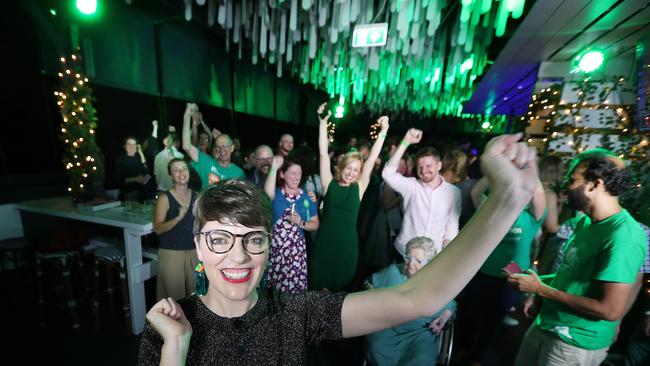 Greens candidate Amy McMahon has won South Brisbane from Labor’s Jackie Trad. Picture: Annette Dew