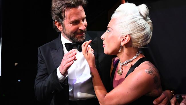 The pair chatting backstage during the awards show. Picture: Matt Petit/A.M.P.A.S. via Getty Images