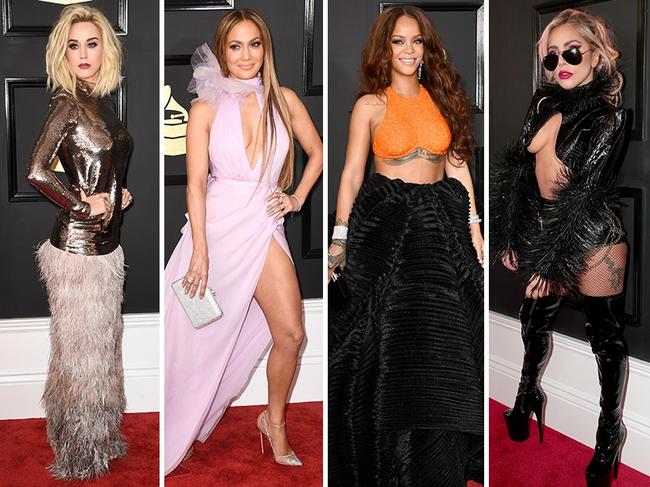 Grammy Awards 2017 ... Katy Perry, Jennifer Lopez, Rihanna and Lady Gaga. Picture: Getty