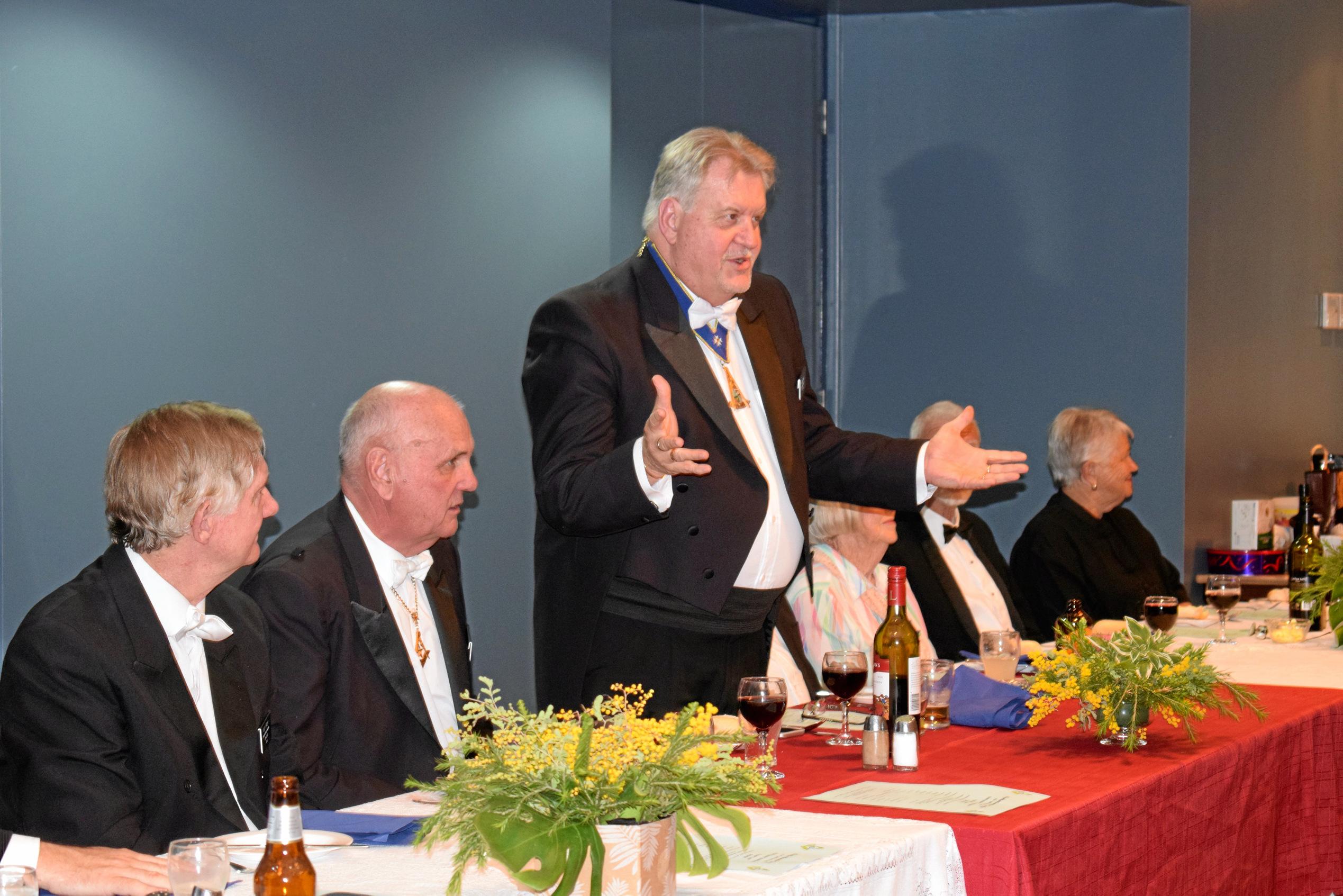 Grand Master Paul Holland making a toast at the Murilla Masonic Lodge 100th Birthday banquet. Picture: Kate McCormack