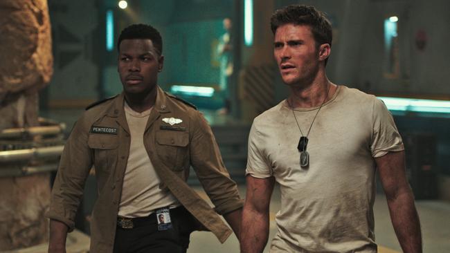 John Boyega (as Jake) and Scott Eastwood (as Nate) in a scene from film Pacific Rim Uprising.