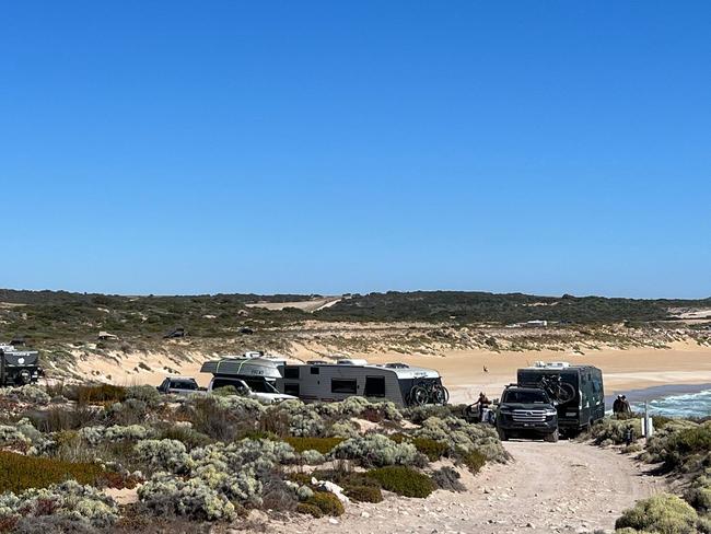 Local businesses are calling for more to be done by authorities to ensure campers are behaving themselves at Greenly Beach. Pictures of campers at Greenly Beach on 08/01/23Pictures: Supplied