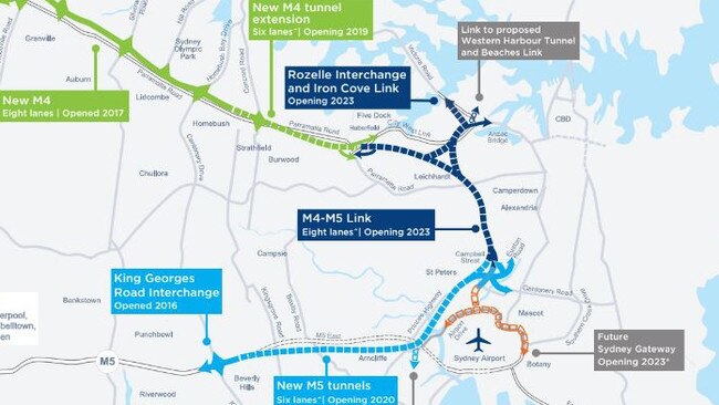 WestConnex map. Picture: RMS