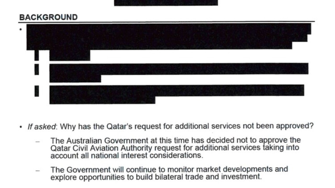 The question time brief returned via the Senate order of production of documents.