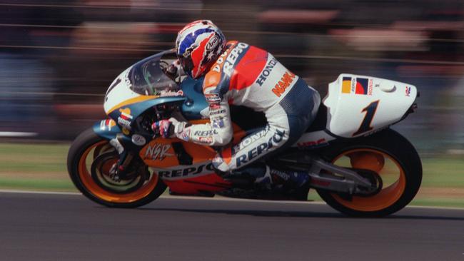 Mick Doohan steers his Honda to victory in Australia.