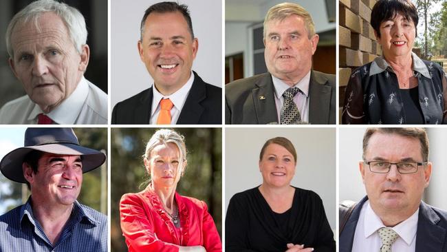 Clockwise from top left: Russell Lutton, Steve Swenson, Laurie Smith, Cherie Dalley, former mayor Luke Smith, Jennie Breene, Trevina Schwarz and Phil Pidgeon.