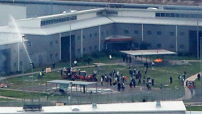 Prisoners riot at the Metropolitan Remand Centre. Picture: Mark Stewart