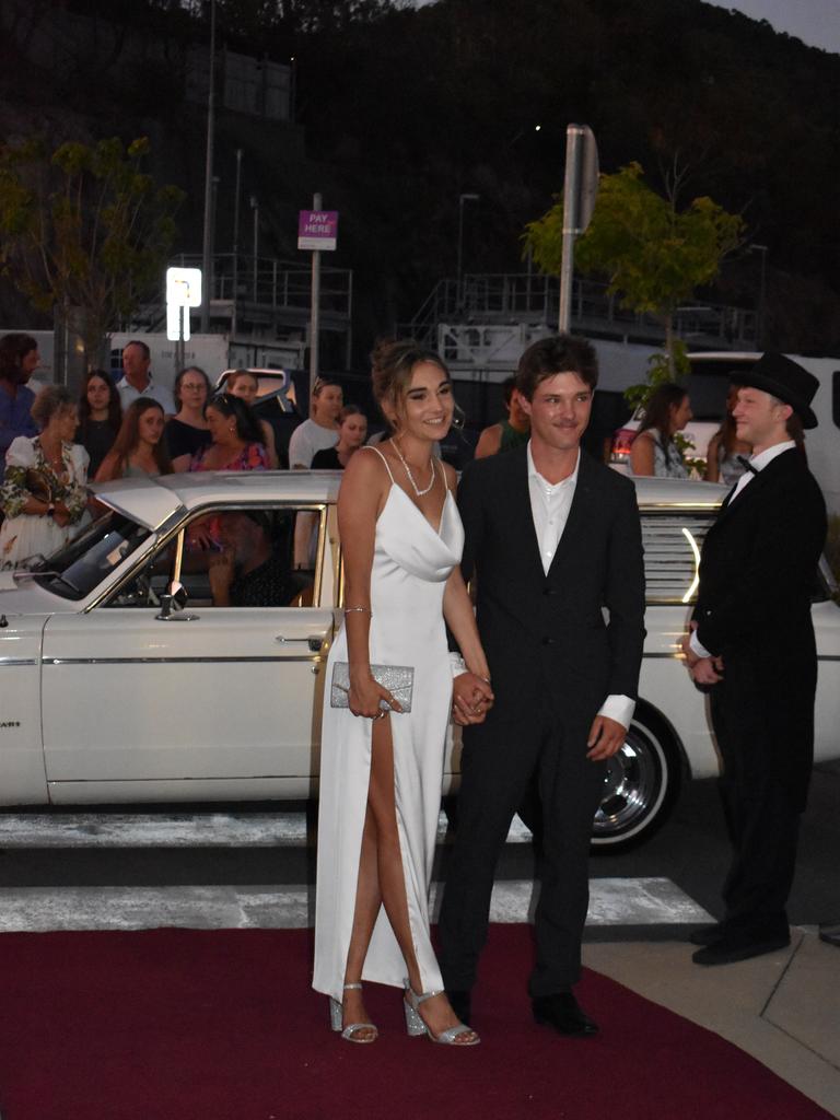 Malea Callaghan and Mervun Hughes at the Proserpine State High School formal at Shute Harbour Marine Terminal on November 15, 2023. Photo: Zoe Devenport