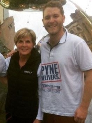 Christopher Pyne’s Defence Innovation Adviser, Jack Walker, with Julie Bishop