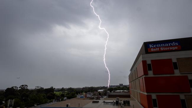 Lightning strike on West Tce on Tuesday, December, 11, 2023. Picture: Kelly Barnes