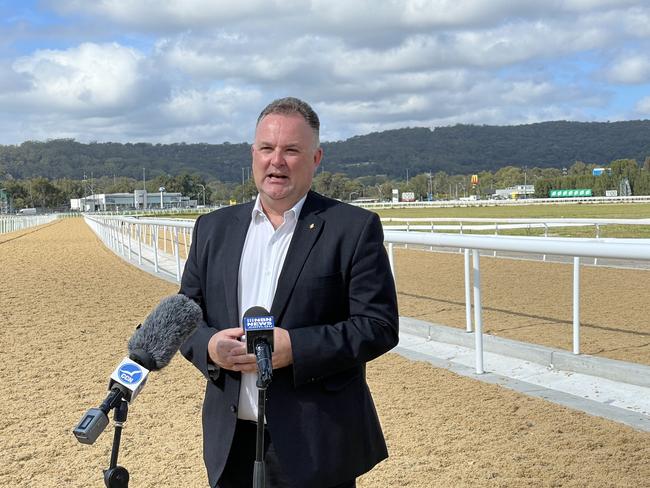 Central Coast Parliamentary Secretary Adam Crouch at the unveiling of the polytrack.