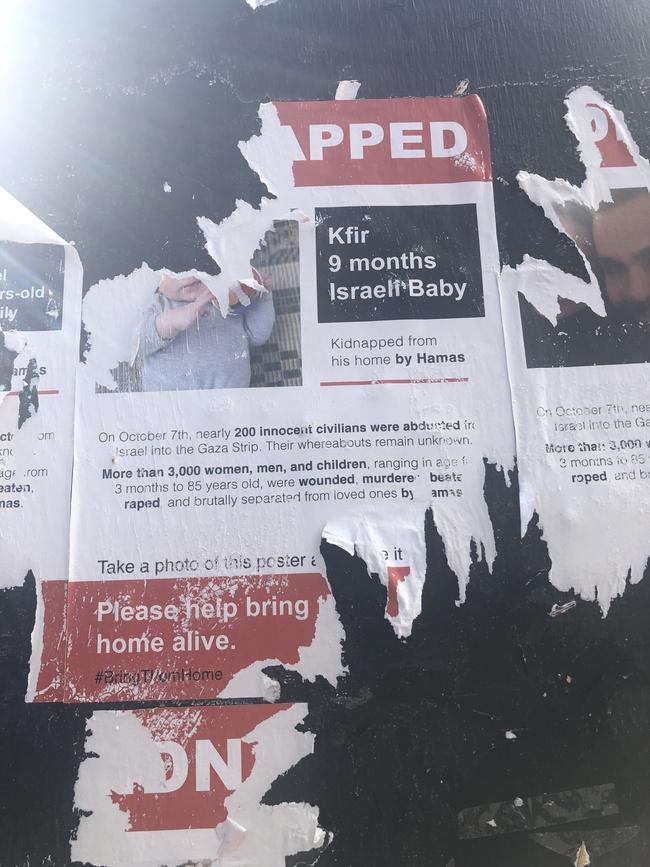 Vandals have attacked nine walls of posters of kidnapped Israeli hostages on the grounds of Sydney University.