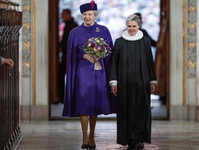 Princess Benedikte of Denmark walks into the church. Picture: AFP