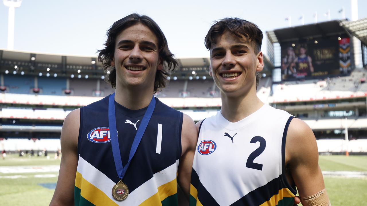 Ben Camporeale (left) and Lucas Camporeale are tied to the Blues as father-sons in 2024. Picture: Getty Images