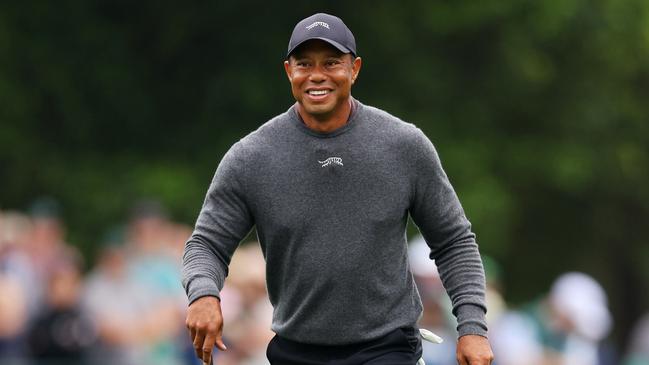 Tiger Woods on the eighth hole during a practice round prior to the 2024 Masters Tournament at Augusta National Golf Club in Augusta, Georgia.