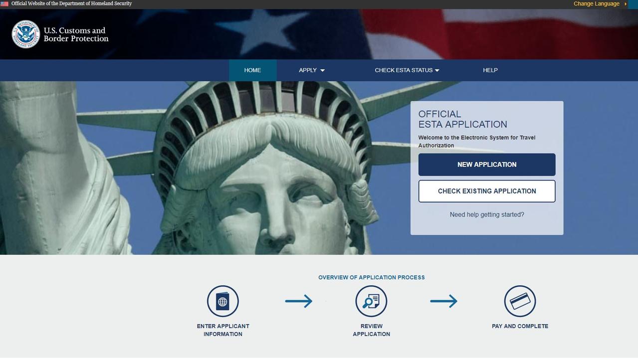 This is the official US Department of Homeland Security website for visa applications — beware of fake ones.