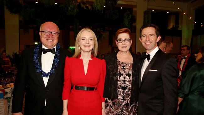 George Brandis, left, Liz Truss, Marise Payne and Simon Birmingham. Picture: Nikki Short