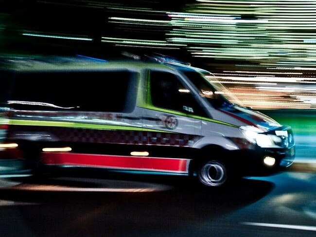 Ambulance night lights, QAS ambos paramedics stock image