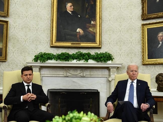 Ukrainian President Volodymyr Zelenskyy and US President Joe Biden in the Oval Office of the White House in Washington, DC in September last year.