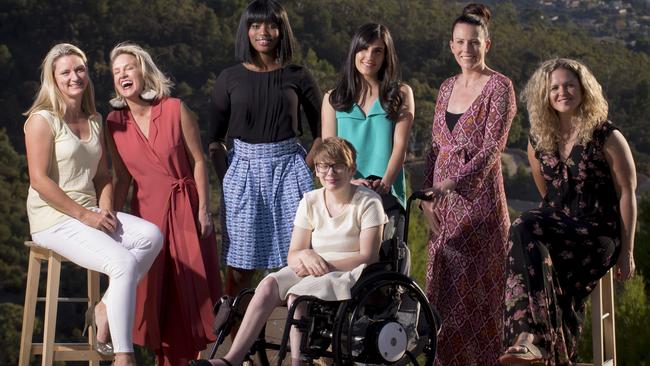 29/2/16 Kate Laurie, Melanie Flintoft, Khadija Gbla, Kelly Vincent, Tsering Hannaford, Natalie von Bertouch and Rachael Shaw. Young inspiring South Australian women pictured at Skye to point to SAWeekend's list of 100 most influential SA women. Picture by Matt Turner.