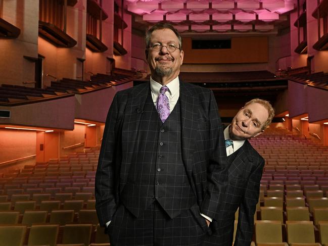 ***EXCLUSIVE FOR THE AUSTRALIAN ONLY*** American magic performers Penn & Teller, photographed at the Queensland Performing Arts Centre (QPAC) in Brisbane while touring Australia in June 2022. L-R: Penn Jillette, Teller. Picture: Lyndon Mechielsen