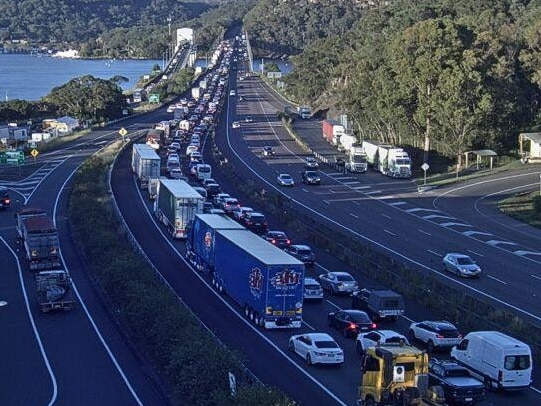 Traffic on the Hawkesbury River Bridge after a serious crash on Thursday morning. Picture: Live Traffic NSW