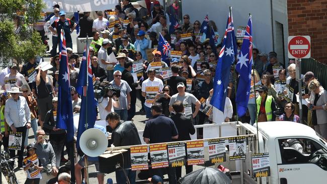 Business owners and residents of Richmond stand in solidarity against the supervised injecting room. Picture: Tony Gough