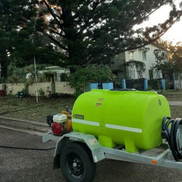 Mobile tree irrigation management option used to address the flying fox issue in Collinsville. Photo: Contributed