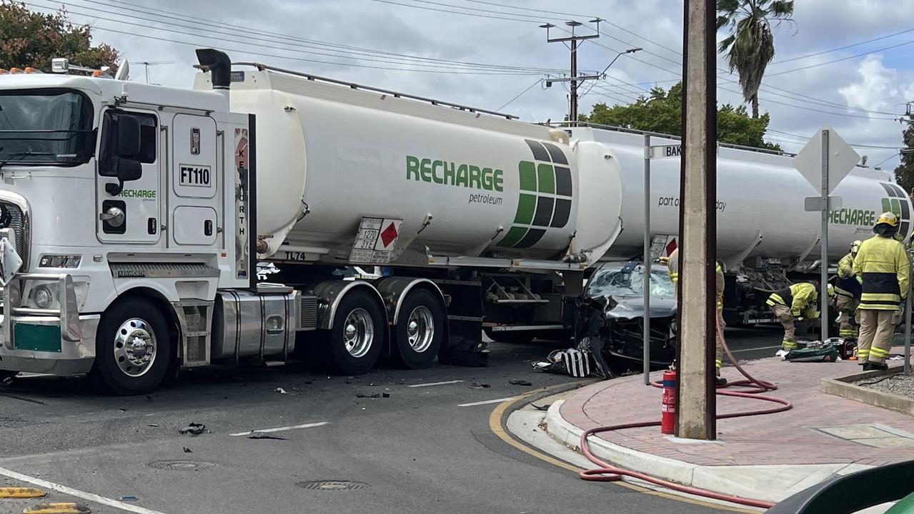 Shocking truck and car collision causes traffic chaos