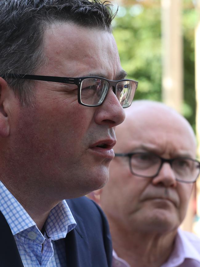 Premier Daniel Andrews with Ken Lay. Picture: David Crosling