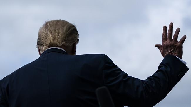 President Donald J. Trump walks to board Marine One and depart from the South Lawn of the White House. Picture: Jabin Botsford/The Washington Post via Getty Images