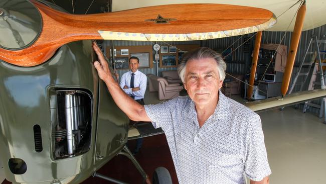 David Crowe of the Warbird Group in Caboolture with Broadwater MP David Crisafulli. Photo: SUPPLIED