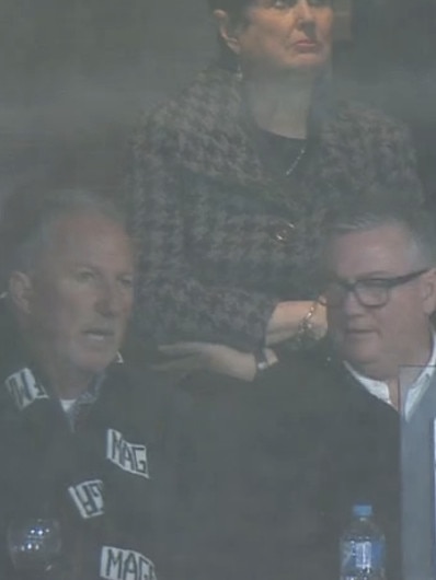 Sir Ian Botham and Eddie McGuire talking shop in the box.