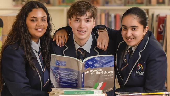 Norwood International High School students. Picture: Roy VanDerVegt