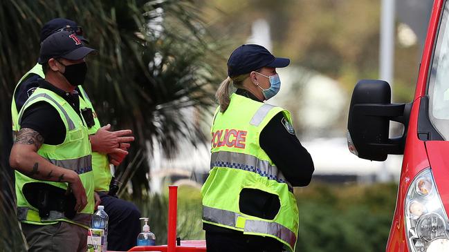 Police manning the border at Coolangatta. File image. Picture: Nigel Hallett