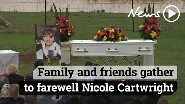 Family and friends gather to farewell Nicole Cartwright. 