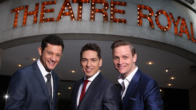 Michael Falzon (centre) with Rob Mills (left) and Luke Kennedy (right) perform in the big band group, Swing On This. Picture: Chris Pavlich