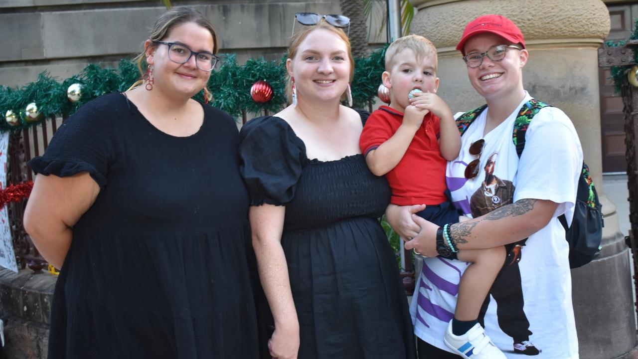 Julie Reimers, Jorja Mikkelsen, Oliver Nunn and Ebony Evans at the CBD Christmas Fair in Rockhampton on December 3, 2022.